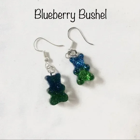 Earrings Gummy Bear Candy Colorful Translucent Resin - Picture 15 of 16